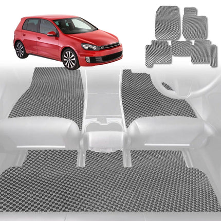 6D Diamond Car Floor Mats for VolksWagen Golf 2009 - 2013 Hatch/Wagon (MK6) - Custom-Fit Carpet Liner - 0