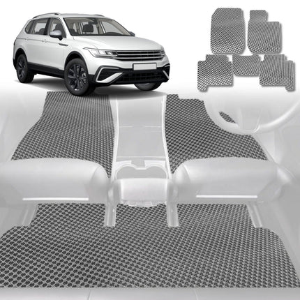 6D Diamond Car Floor Mats for VolksWagen Tiguan 2016 - 2023 (Allspace) - Custom-Fit Carpet Liner - 0