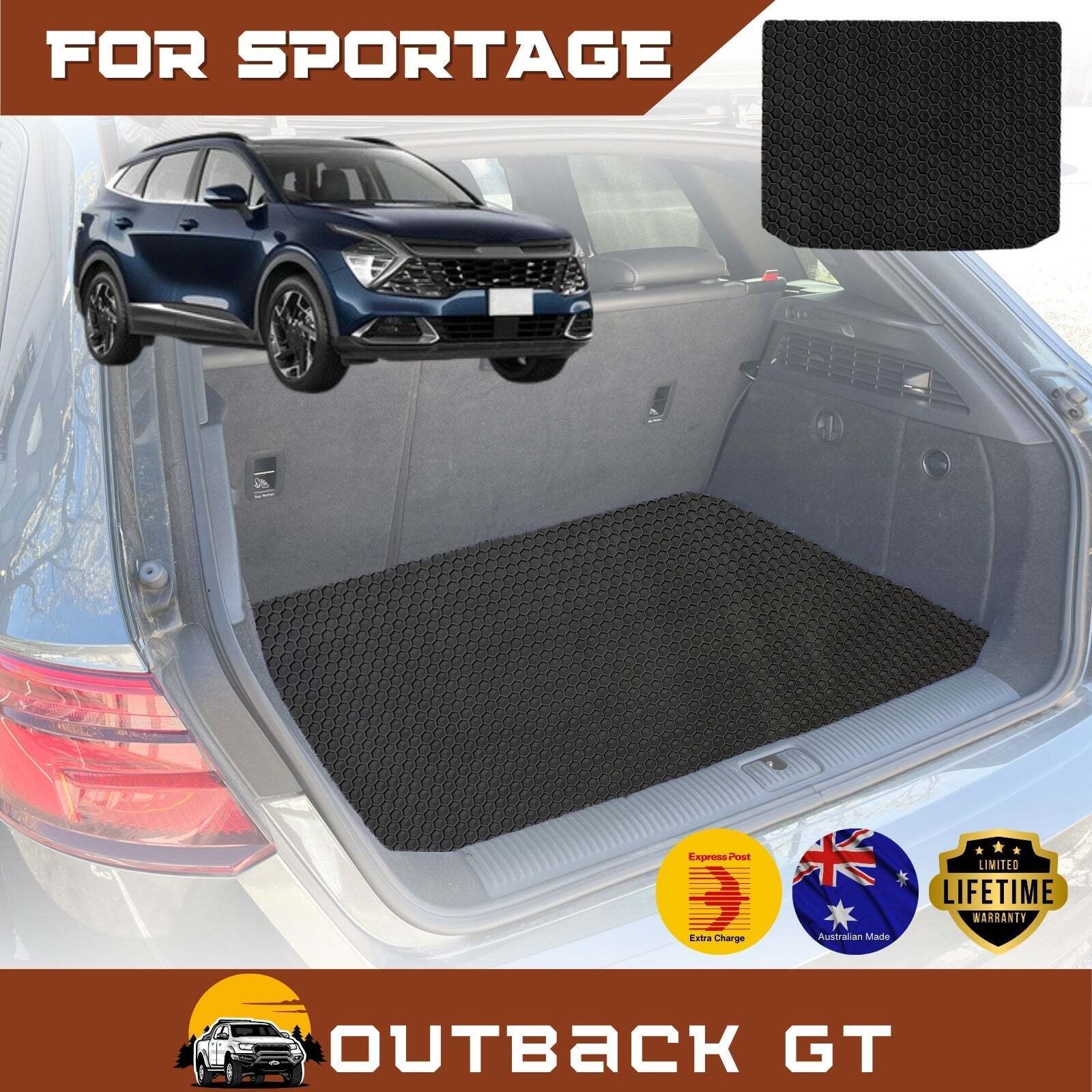 6D Diamond Car Boot Mat for Kia Sportage 2021 - Current (NQ5) (S, SX. SX+) - Heavy Duty Carpet Liner