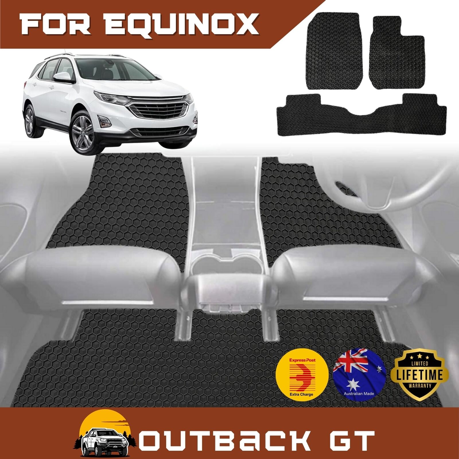 6D Diamond Car Boot Mat for Holden Equinox 2017 - 2020 EQ  - Heavy Duty Carpet Liner