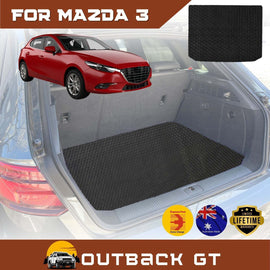 6D Diamond Car Boot Mat for Mazda 3 2014 - 2018 (BM BN) (Hatch) - Heavy Duty Carpet Liner