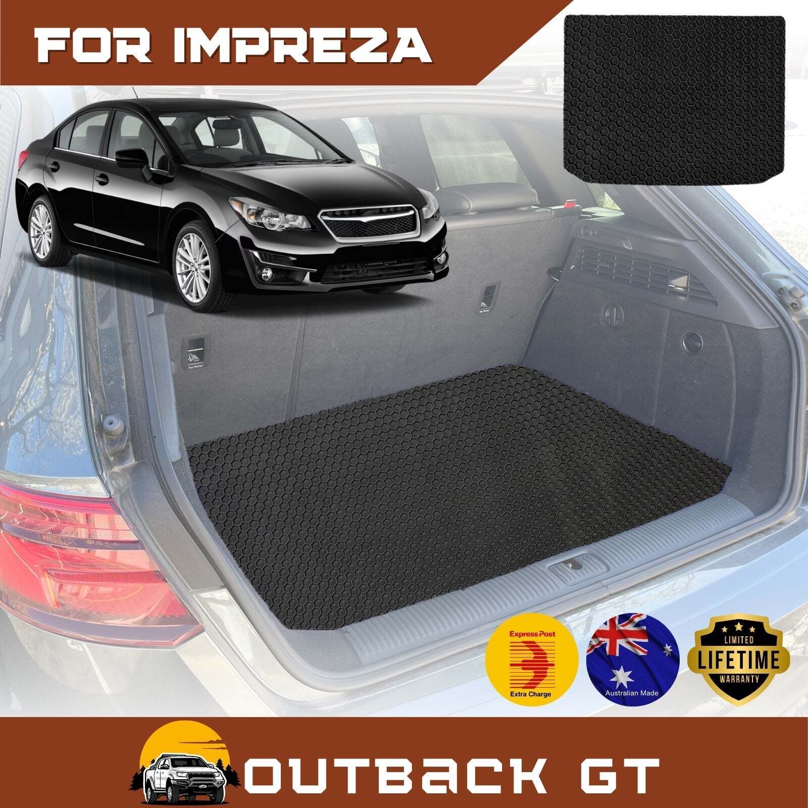 6D Diamond Car Boot Mat for Subaru Impreza 2016 - Current G4, G5 (Sedan) - Heavy Duty Carpet Liner