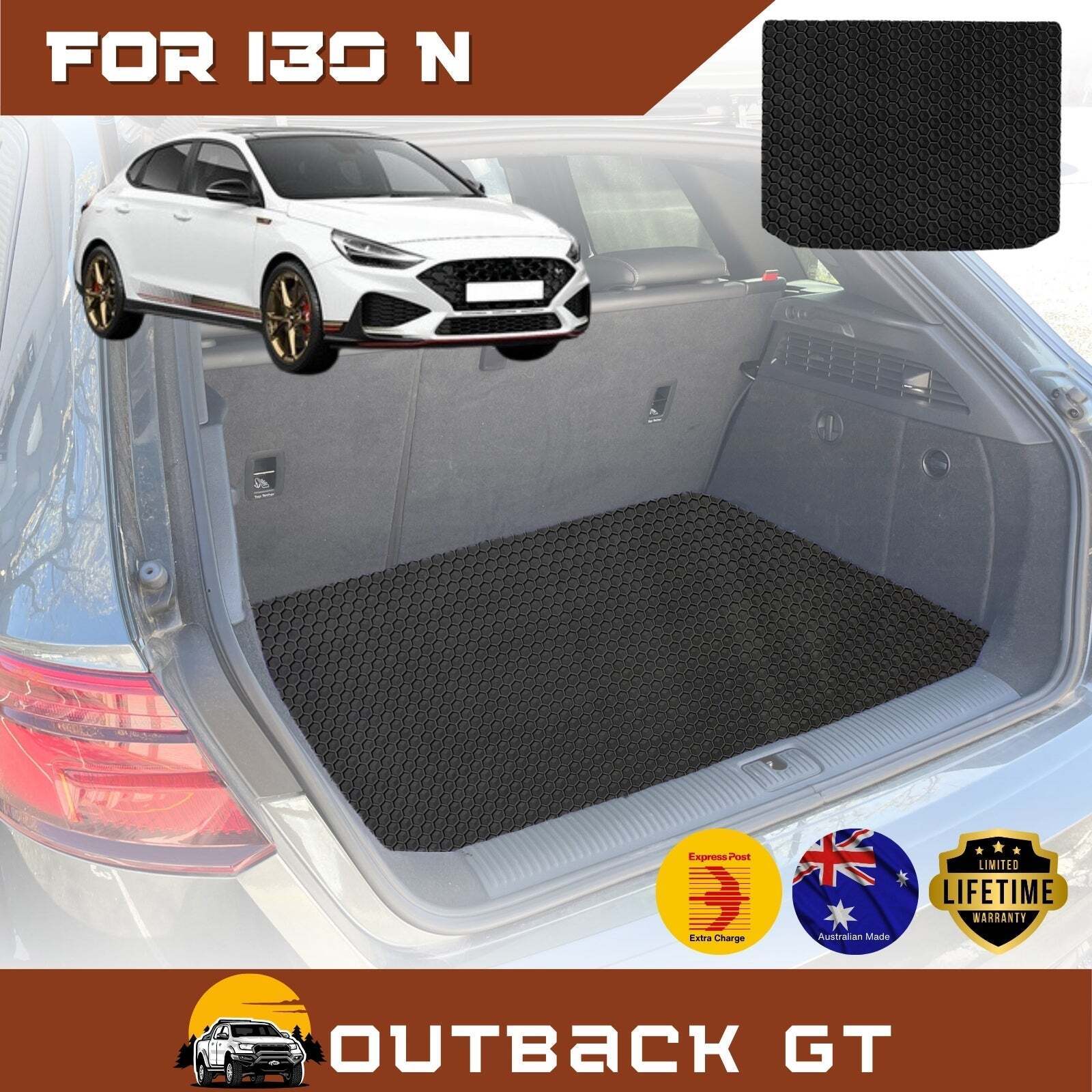 6D Diamond Car Boot Mat for Hyundai i30 N 2021 - Current Hatch Fastback  - Heavy Duty Carpet Liner
