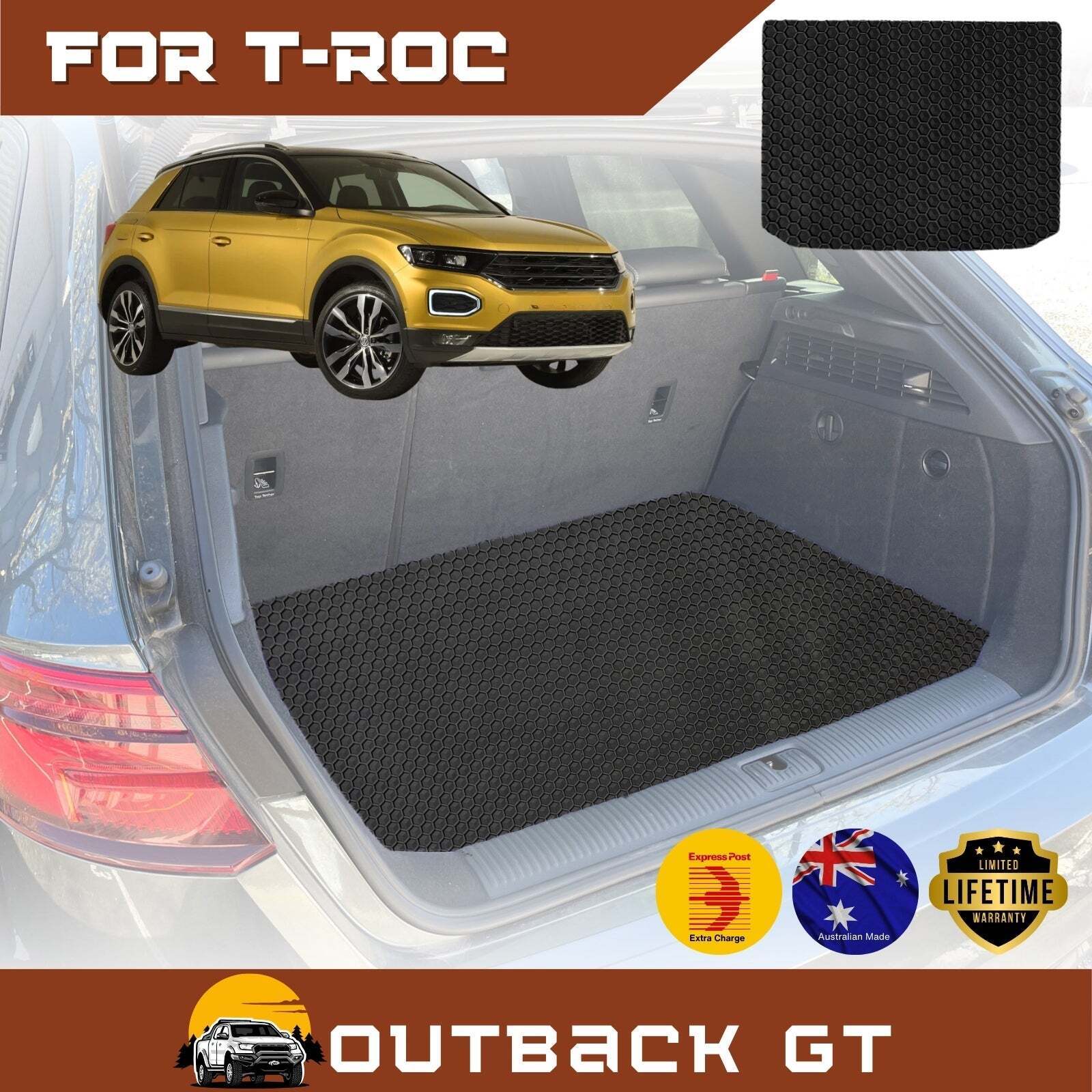 6D Diamond Car Boot Mat for VolksWagen T-Roc 2017 - Current (A1)  - Heavy Duty Carpet Liner