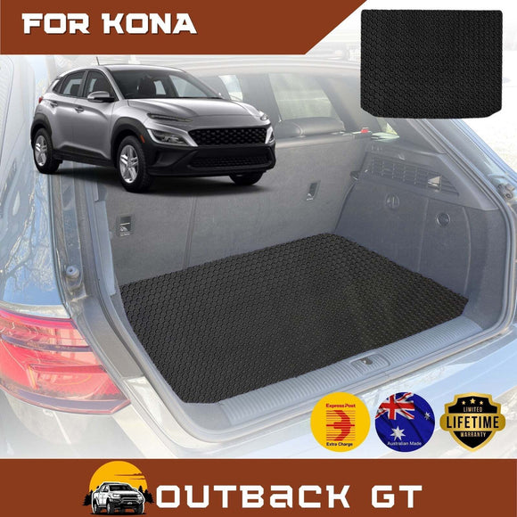6D Diamond Car Boot Mat for Hyundai Kona 2017 - 2023 (OS) (with flaps) - Heavy Duty Carpet Liner