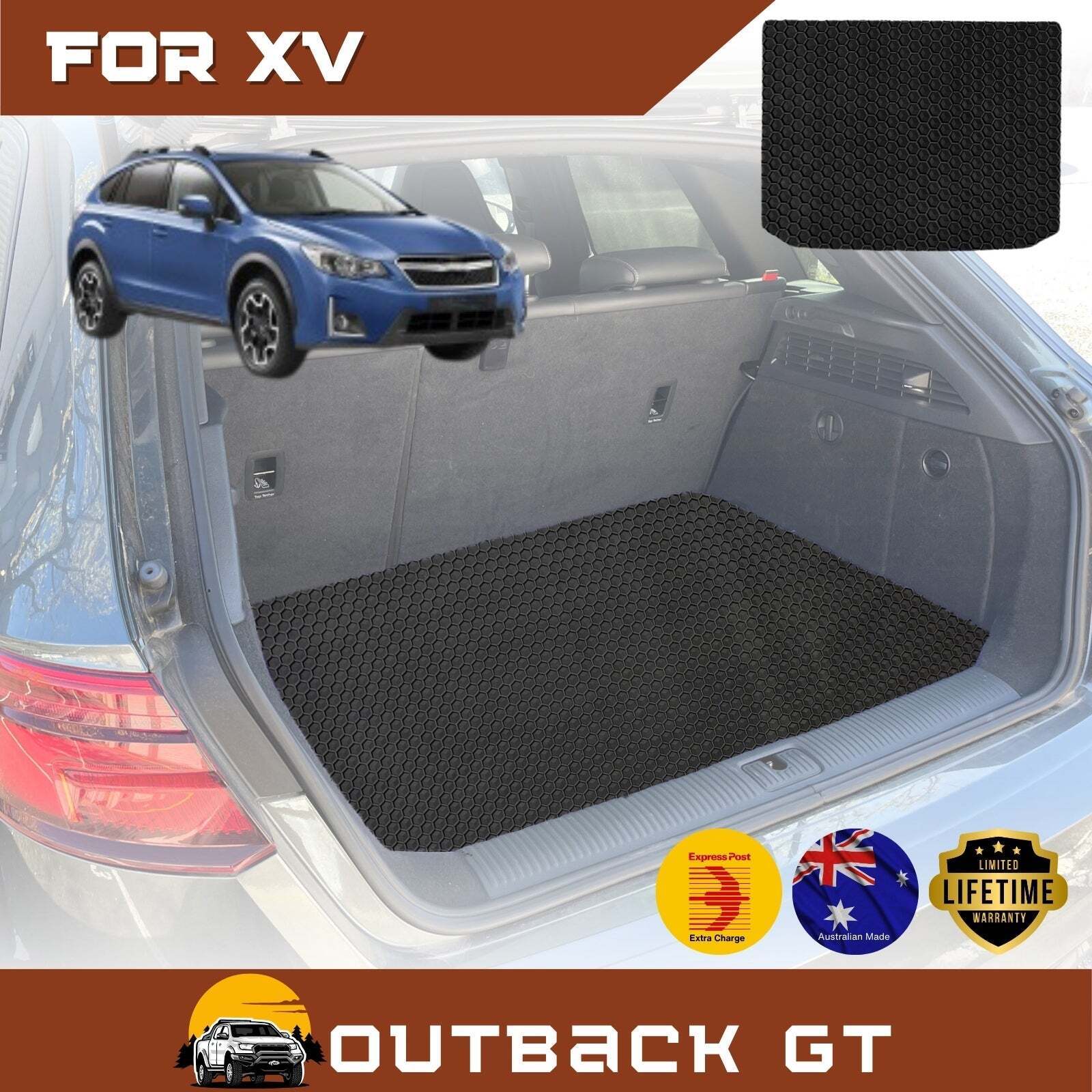 6D Diamond Car Boot Mat for Subaru XV 2012 - 2017 (GP)  - Heavy Duty Carpet Liner