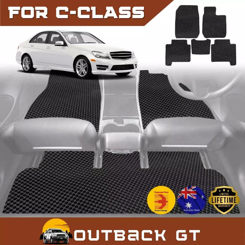 6D Diamond Car Floor Mats for Mercedes-Benz C-class 2007 - 2014 Sedan (W204) - Custom-Fit Carpet Liner