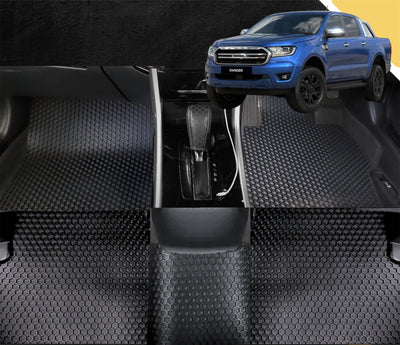 6D PRO Car Floor Mats for Ford Ranger 2018 - 2022 (PX3 Dual Cab Ute) (Full Set)