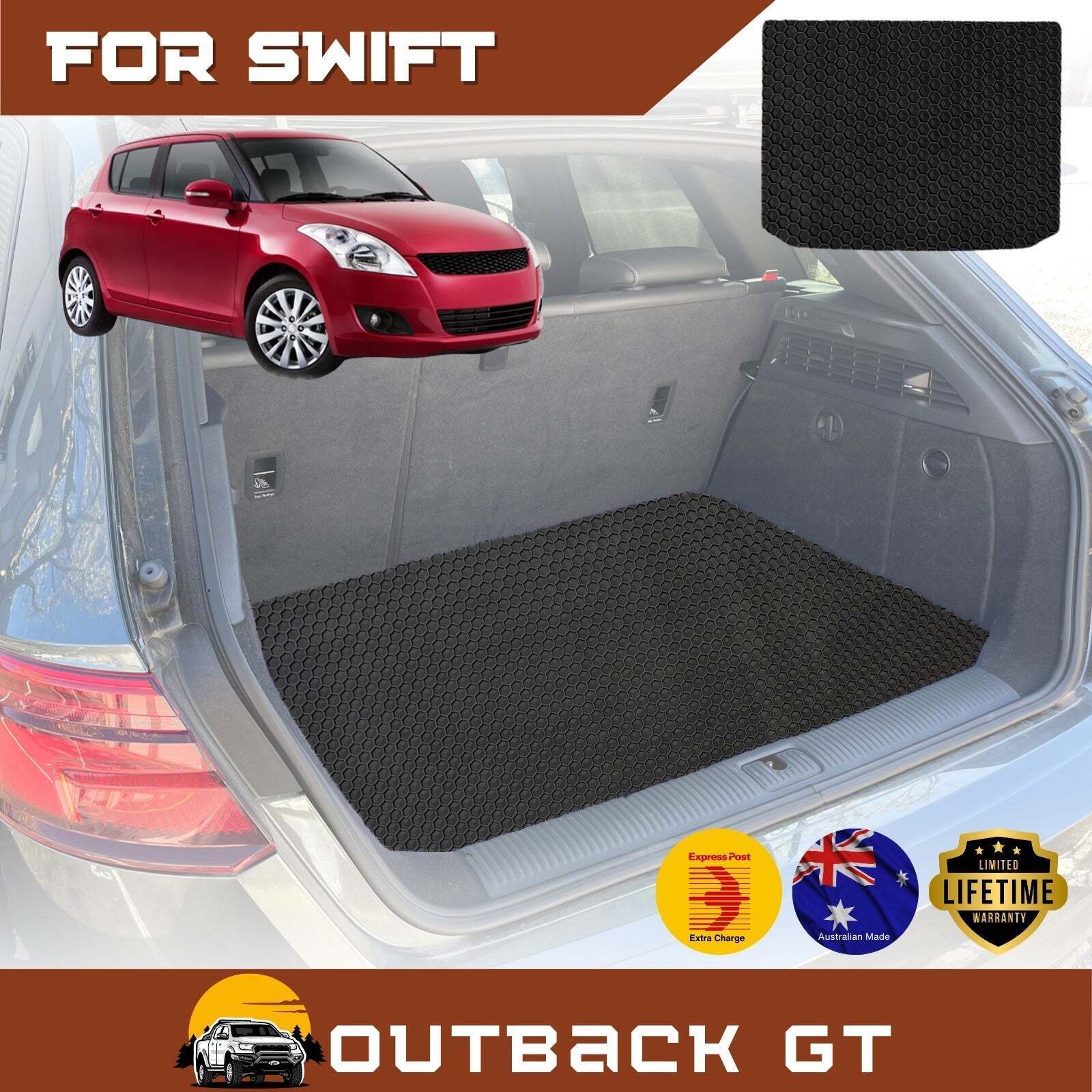 6D Diamond Car Boot Mat for Suzuki Swift 2011 - 2017 (FZ)  - Heavy Duty Carpet Liner
