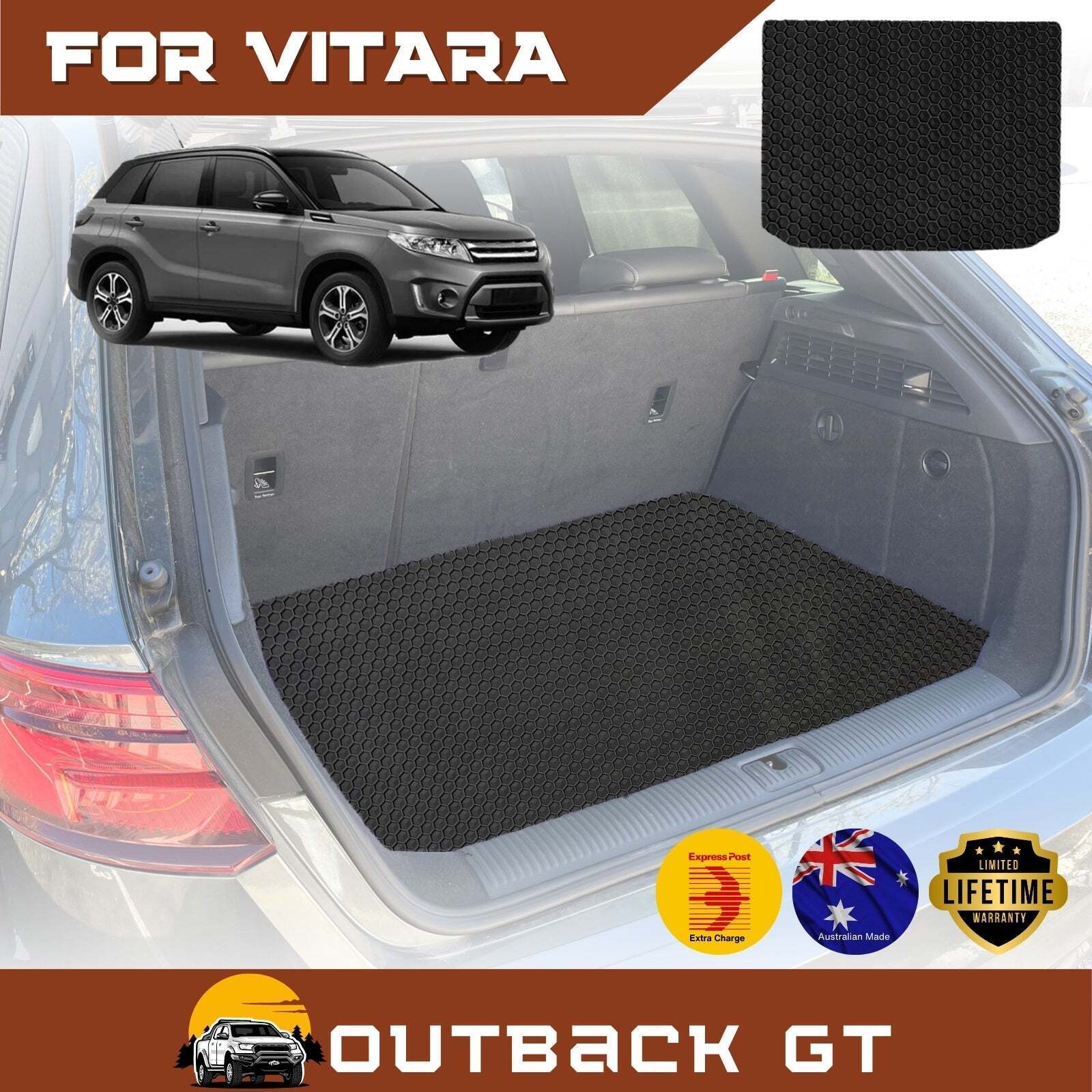 6D Diamond Car Boot Mat for Suzuki Vitara 2015 - Current (LY)  - Heavy Duty Carpet Liner