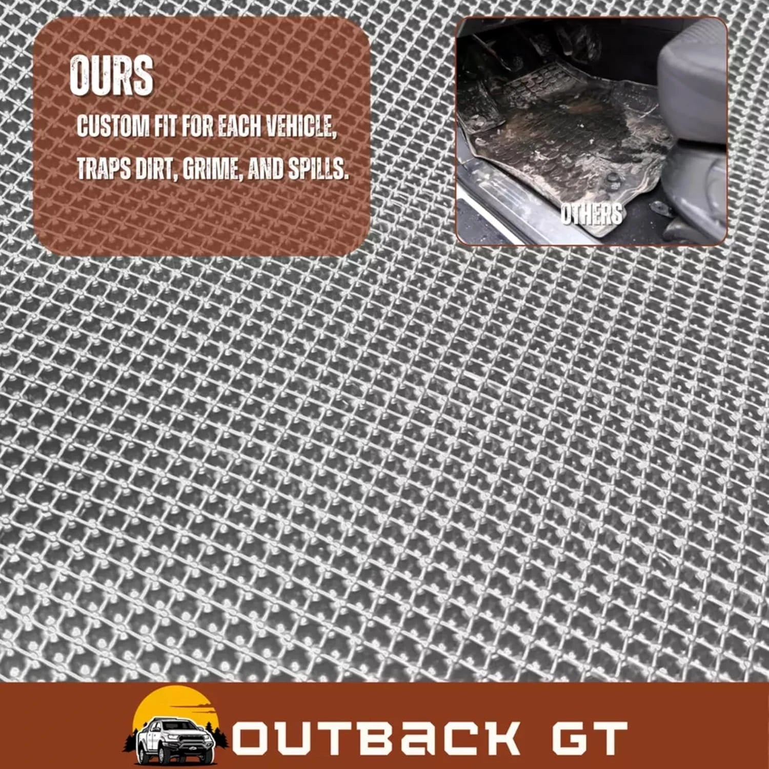 6D Diamond Ute Tub Mat for Ford Ranger Wildtrack Dual Cab 2022-Current (With Factory Plastic Tub Liner) - Black & Grey