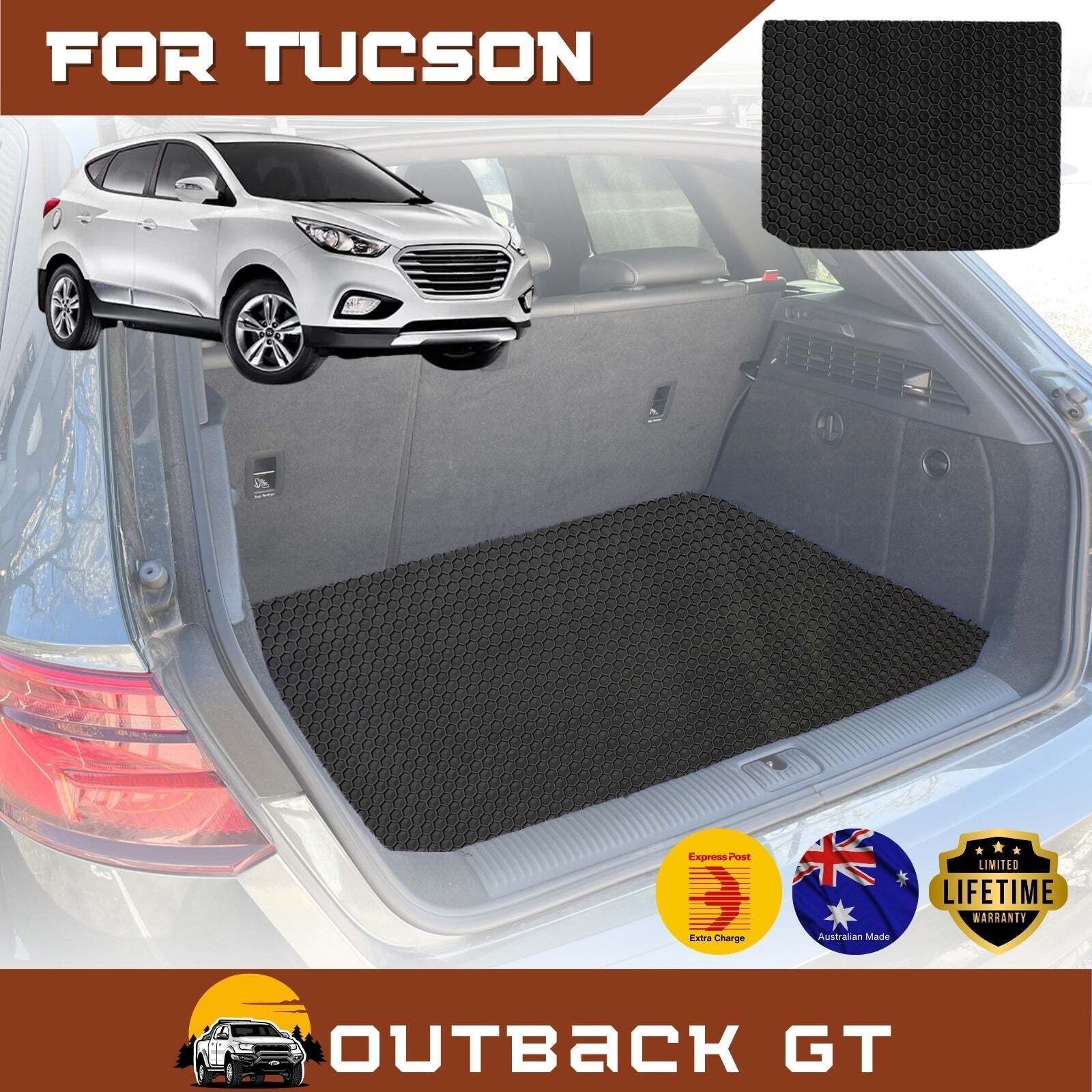 6D Diamond Car Boot Mat for Hyundai Tucson 2015 - 2020 (TL)  - Heavy Duty Carpet Liner