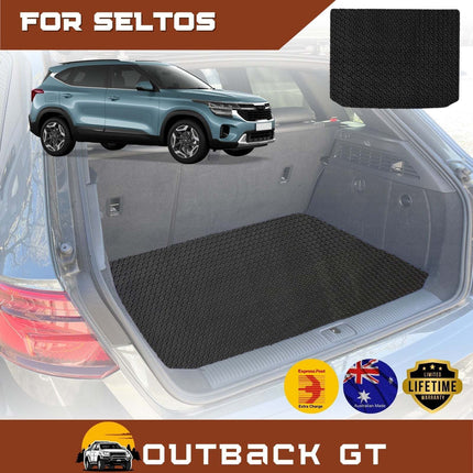 6D Diamond Car Boot Mat for Kia Seltos 2019 - Current (KX3 SP2c) (with large right flap) - Heavy Duty Carpet Liner