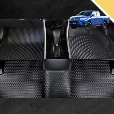 6D PRO Car Floor Mats for Toyota Hilux Extra Cab 2015 - Current (Full Set)