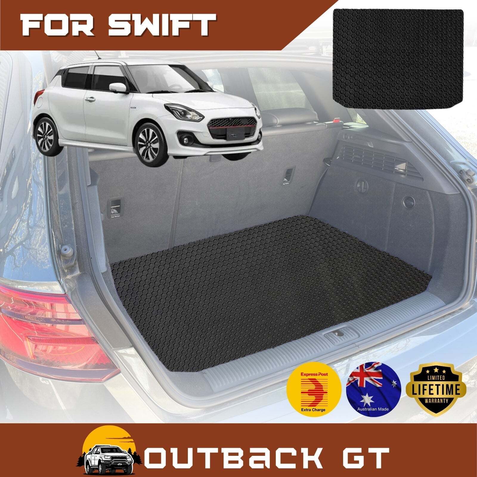 6D Diamond Car Boot Mat for Suzuki Swift  2017 - Current (AZ)  - Heavy Duty Carpet Liner