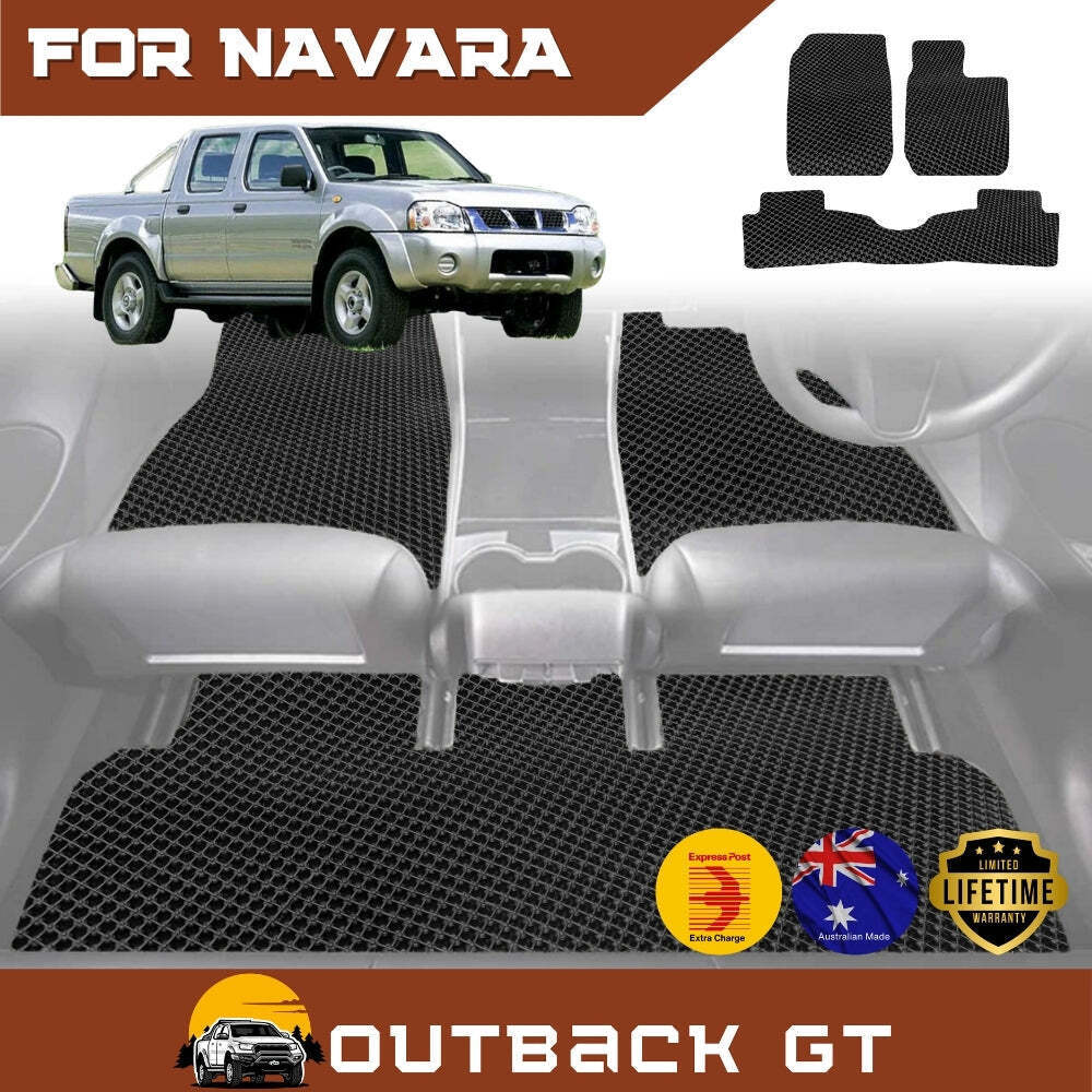 6D Diamond Car Floor Mats for Nissan Navara Dual Cab 1997 - 2018 (DX/D22 STR) - Custom-Fit Carpet Liner