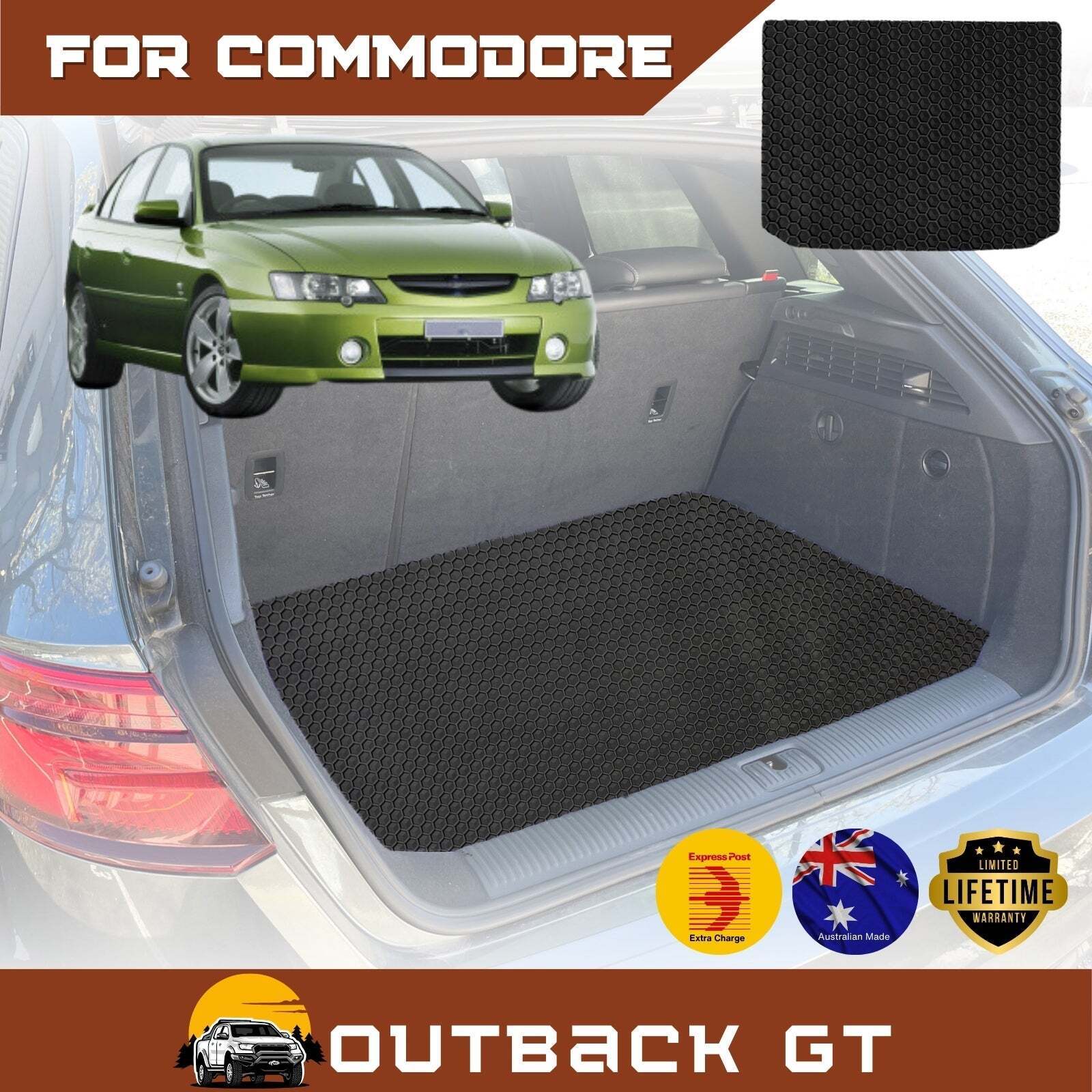 6D Diamond Car Boot Mat for Holden Commodore 1997 - 2006 (VT VX VY VZ) (Sedan) - Heavy Duty Carpet Liner