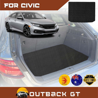 6D Diamond Car Boot Mat for Honda Civic 2016 - 2021 (10th Gen) (Hatch) - Heavy Duty Carpet Liner