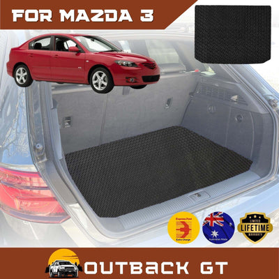 6D Diamond Car Boot Mat for Mazda 3 2004 - 2009 BK (Hatch) - Heavy Duty Carpet Liner