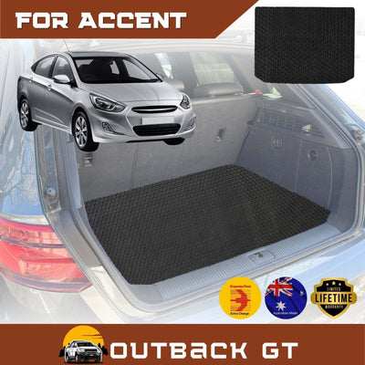 6D Diamond Car Boot Mat for Hyundai Accent 2011 - 2018 (R8) (Hatch) - Heavy Duty Carpet Liner