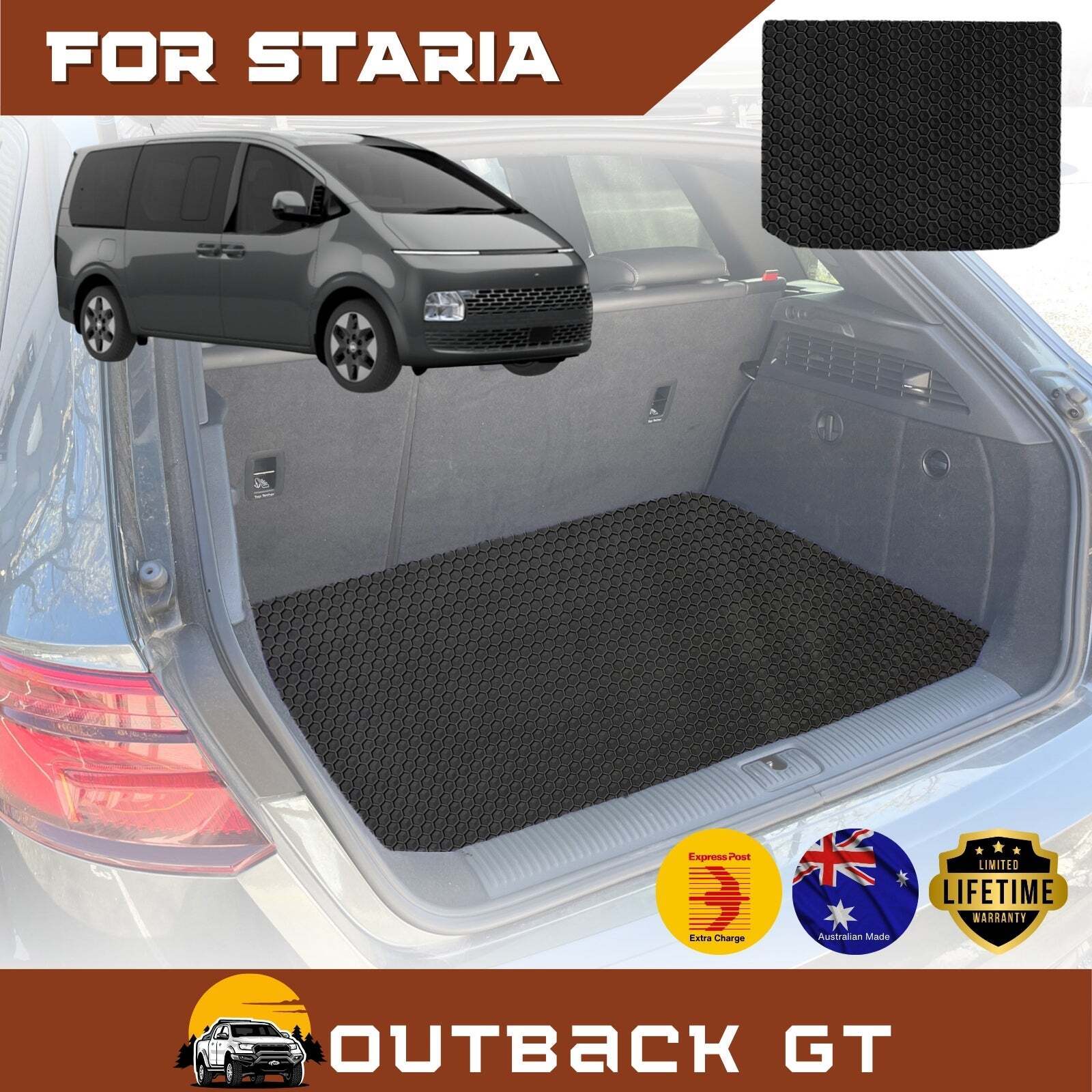 6D Diamond Car Boot Mat for Hyundai Staria 2021 - Current US4  - Heavy Duty Carpet Liner