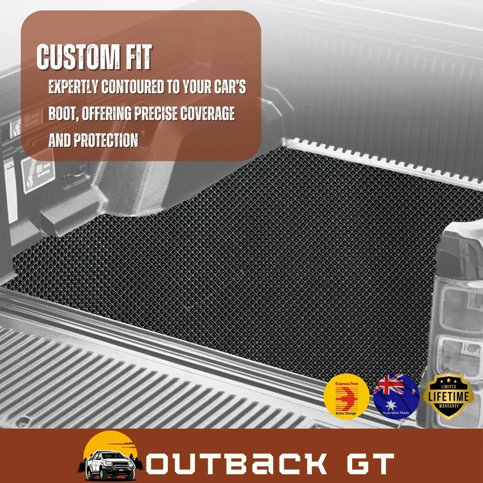 6D Diamond Ute Tub Mat for Nissan Navara Dual Cab (NP300/D23 STX Without Rear cupholder) 2015-Current (with Plastic tub Liner) - Black & Grey