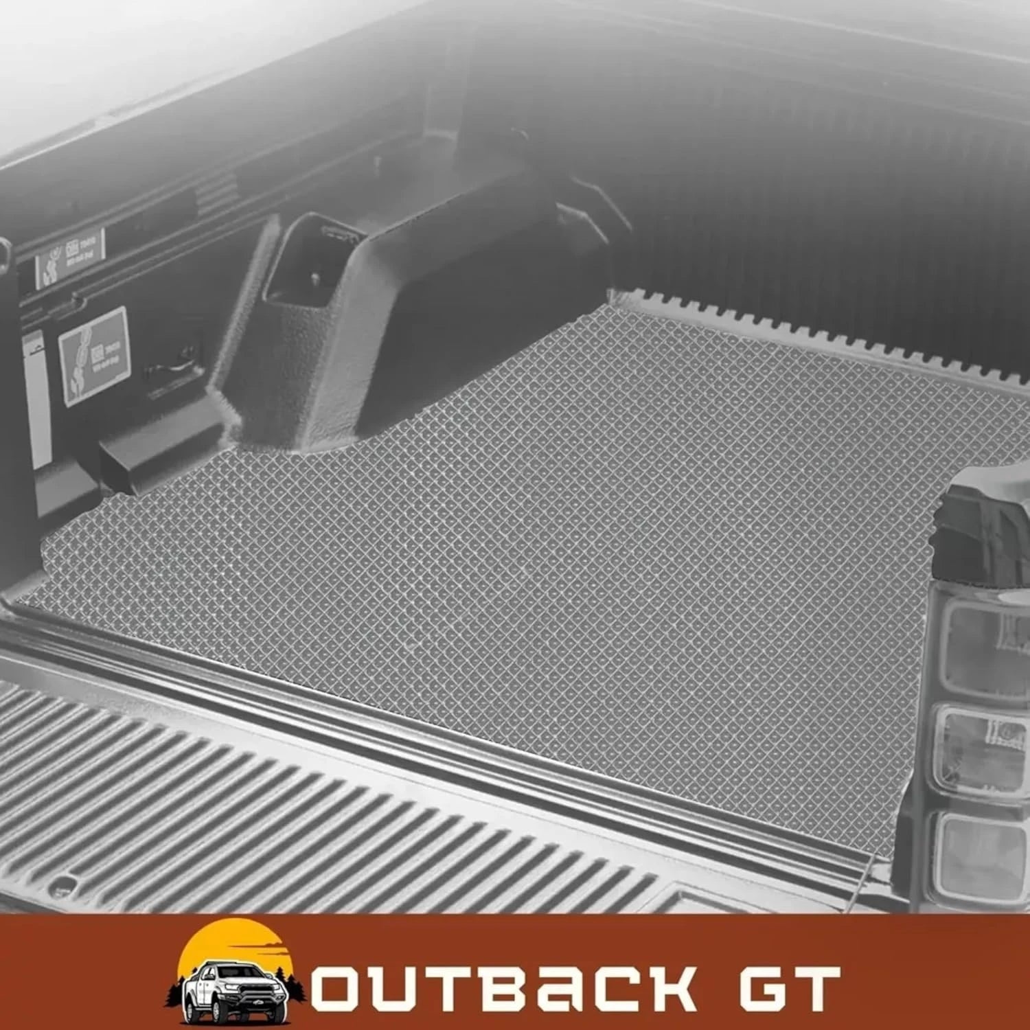 6D Diamond Ute Tub Mat for Ford Ranger Dual Cab 2022-Current (with Factory Plastic Tub Liner) - Black & Grey